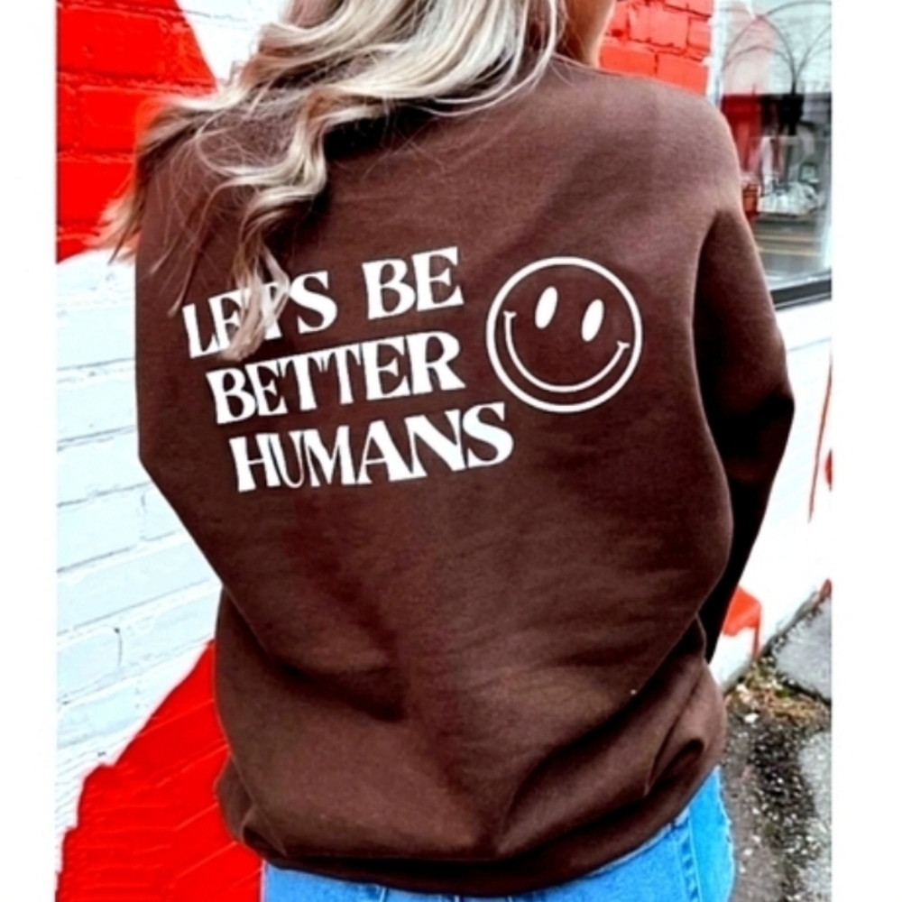 Cutting Creative BETTER HUMANS Crewneck Sweatshirt in Dark Brown